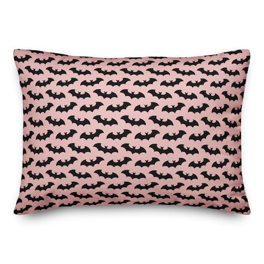 Pink &#x26; Black Bat Throw Pillow